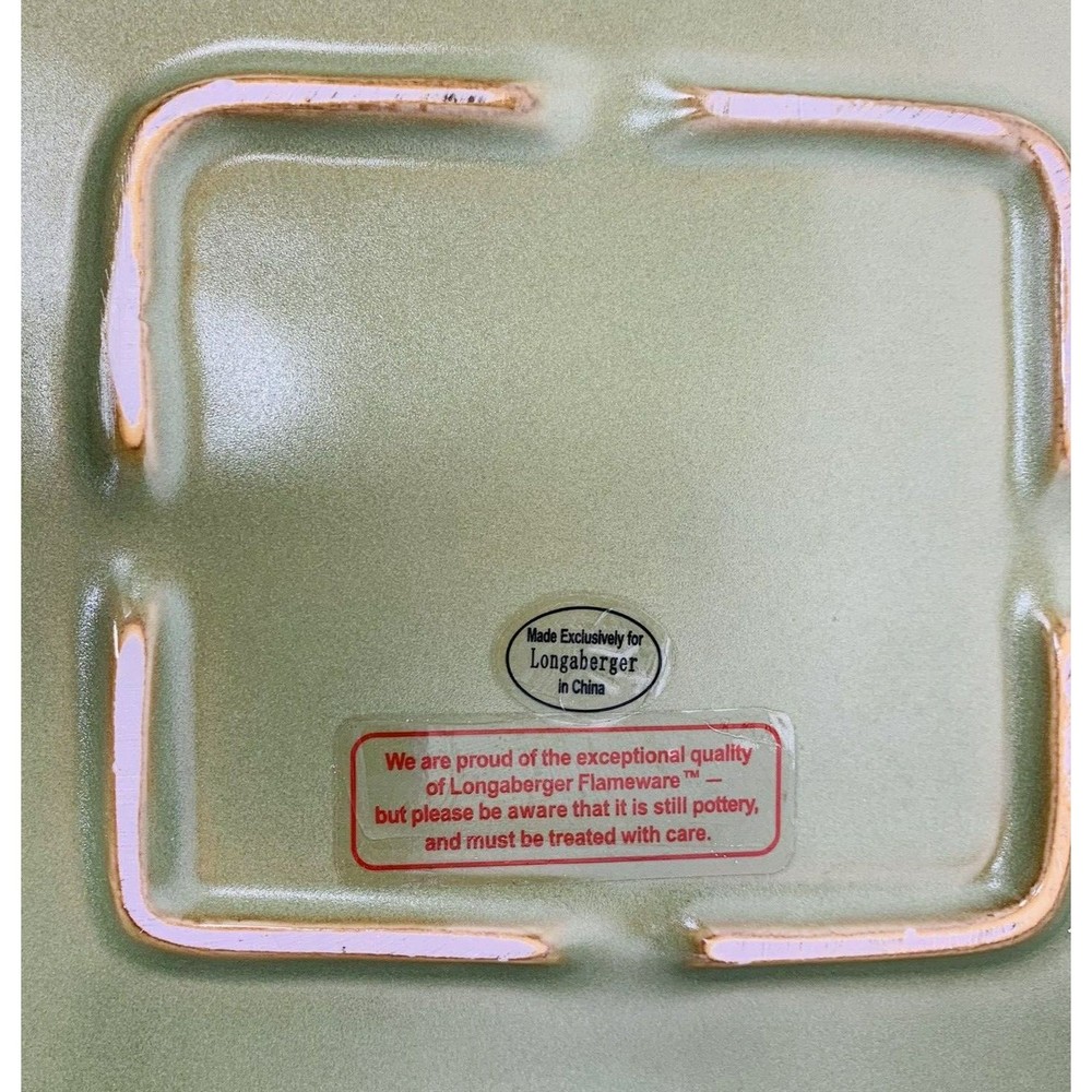 Longaberger Flameware SAGE Grill Pan Pottery Server Cookware 18" x 10" Green - Picture 7 of 14